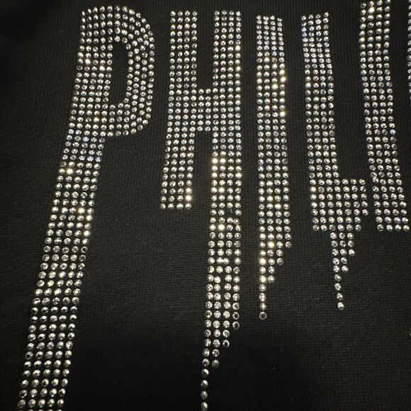 Philipp Plein Men XXL Track Jacket Mockneck Full Zip Crystal Spell out Black - Picture 12 of 14